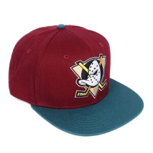 Mighty Ducks #96 Conway Different Logo Classic Duck hat Men's Flat Cap Hip Hop Red（Cyan） Size (S-XL)