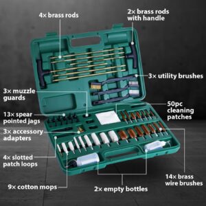 FLISSA Universal Gun Cleaning Kit, Metal Brushes Gun Cleaning Tool Set for Pistols Hunting Handgun Shot Guns Rifle with Travel Size Portable Case