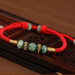 Xgimas Beads Bracelet for Women Men, Adjustable Hand-Woven Cord Lucky Jade Beaded Friendship Protection Red String Bracelets for Friends Gifts