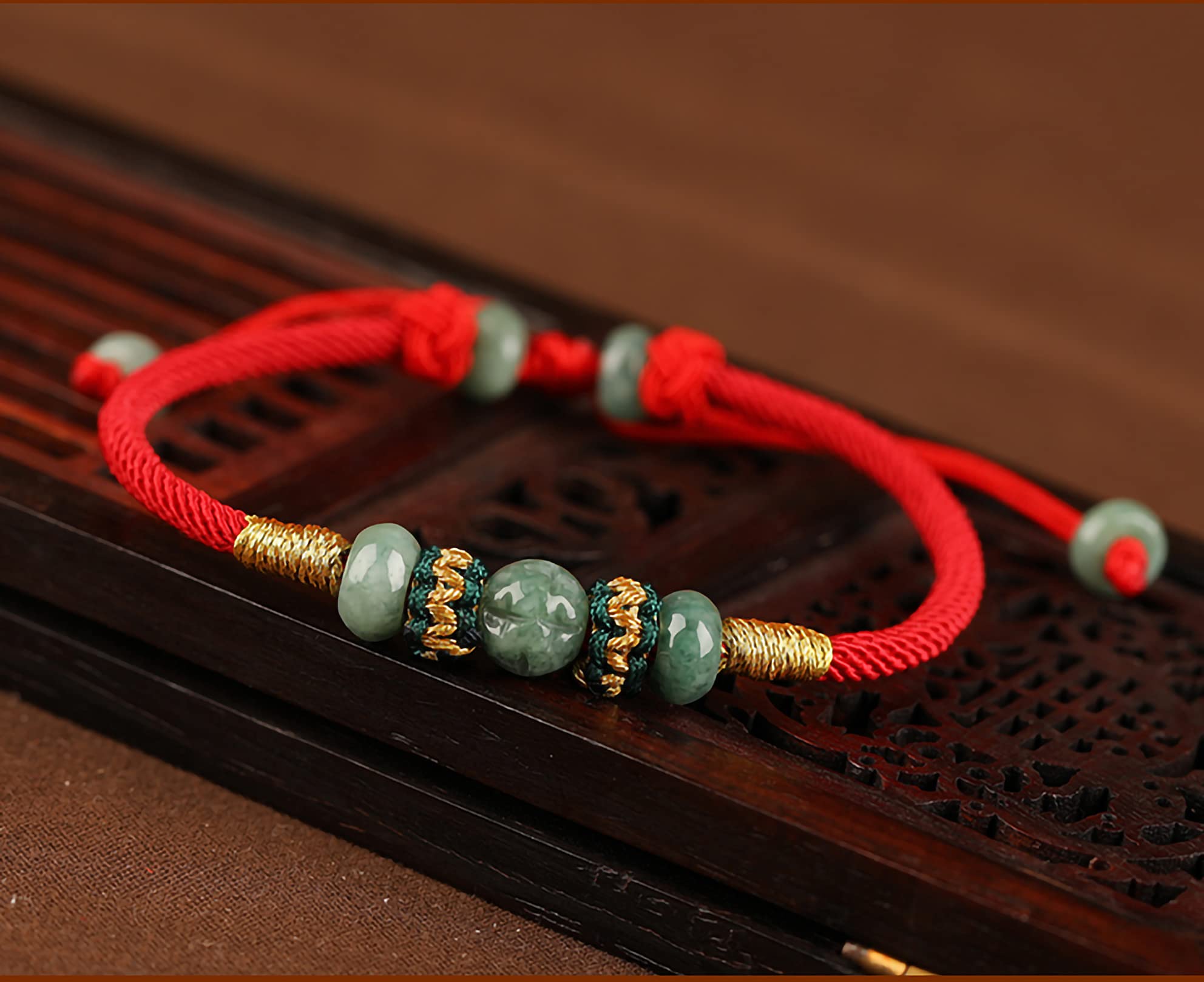 Xgimas Beads Bracelet for Women Men, Adjustable Hand-Woven Cord Lucky Jade Beaded Friendship Protection Red String Bracelets for Friends Gifts