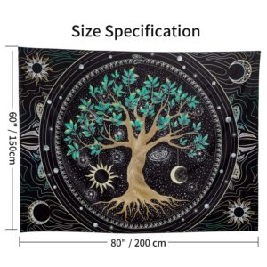 FLY SPRAY Aesthetic Tree of Life Tapestry Trippy Tapestry Wall Tapestry Hippie Sun Moon Star Galaxy Tapestries Forest Wall Hanging Decor Vibrant Nature Home Decoration for Bedroom,Living Room,Dorm