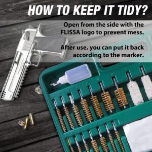 FLISSA Universal Gun Cleaning Kit, Metal Brushes Gun Cleaning Tool Set for Pistols Hunting Handgun Shot Guns Rifle with Travel Size Portable Case