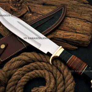 JNR Traders Handmade Dundee Bowie Knife Full Tang Hunting Knife, Large Bowie Knife with Sheath 17 inch Mirror Polished Carbon Steel Blade 3685