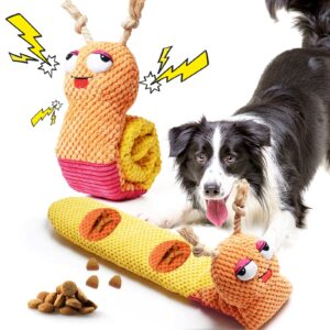 Dog Enrichment Toys - Dog Squeaky Puzzle Crinkle Rope Chew Plush Snuffle Toys Durable Stuffed Treat Dispensing Toys for Boredom Dogs,Dog Toys for Medium Small Large Dog Puppy,Snail Snake 2-in-1