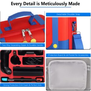 Mario Carrying Case for Nintendo Switch - Compatible with Switch OLED, Portable Hard Messenger Bag for Switch Console, Switch Dock, Pro Controller, Joy-Con grip, Poke Ball Plus & Accessories