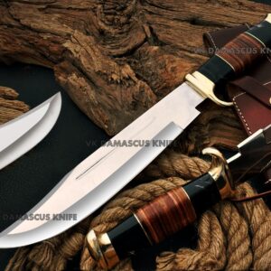 JNR Traders Handmade Dundee Bowie Knife Full Tang Hunting Knife, Large Bowie Knife with Sheath 17 inch Mirror Polished Carbon Steel Blade 3685