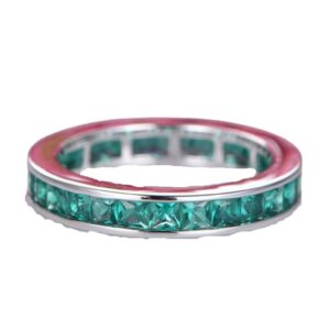 bebold 2ct princess cut created green emerald channel set full eternity band white gold plated