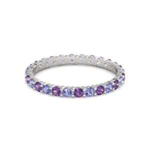 CARILLON Amethyst With Tanzanite Round 2.50 MM Eternity 925 Sterling Silver Women Stackable Wedding Ring (Sterling Silver, 5.5)