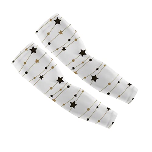 Women UV Sun Protection Arm Sleeves 1 Pair, Sun-protective Cooling Sleeves Star Line Pattern, Arm Cover Shield for Men Cycling Golf Hiking Running Outdoor Sports M