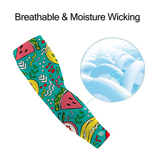 Women UV Sun Protection Arm Sleeves 1 Pair, Sun-protective Cooling Sleeves Bright Summer Fruit, Arm Cover Shield for Men Cycling Golf Hiking Running Outdoor Sports M