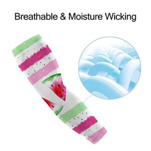 Women UV Sun Protection Arm Sleeves 1 Pair, Sun-protective Cooling Sleeves Watermelon Stripes Background, Arm Cover Shield for Men Cycling Golf Hiking Running Outdoor Sports M