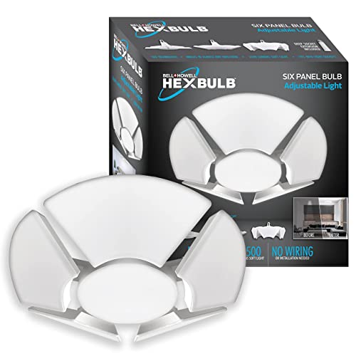 Bell+Howell Hex Bulb E26 LED Garage Light 6 Panel Deformable Shop Light Ceiling Light High-Intensity Lighting with 144 LED Bulbs for Attic, Basements, Office, Garage Lights