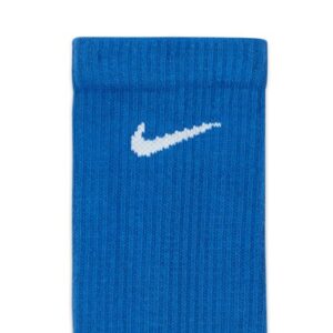 Nike 6 Pack Sports Dri-Fit Moisture Wicking Athletic Crew Socks Red Yellow Blue Green Purple Orange White (Large)