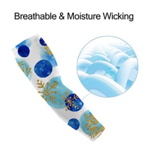 Women UV Sun Protection Arm Sleeves 1 Pair, Sun-protective Cooling Sleeves Snowflake Watercolor Doodle, Arm Cover Shield for Men Cycling Golf Hiking Running Outdoor Sports 2XL