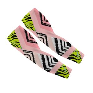 women uv sun protection arm sleeves 1 pair, sun-protective cooling sleeves zebra theme geometry, arm cover shield for men cycling golf hiking running outdoor sports 2xl