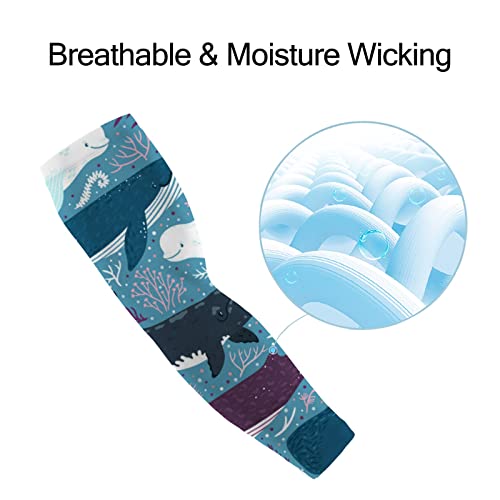 Women UV Sun Protection Arm Sleeves 1 Pair, Sun-protective Cooling Sleeves Marine Mammal Texture, Arm Cover Shield for Men Cycling Golf Hiking Running Outdoor Sports 2XL