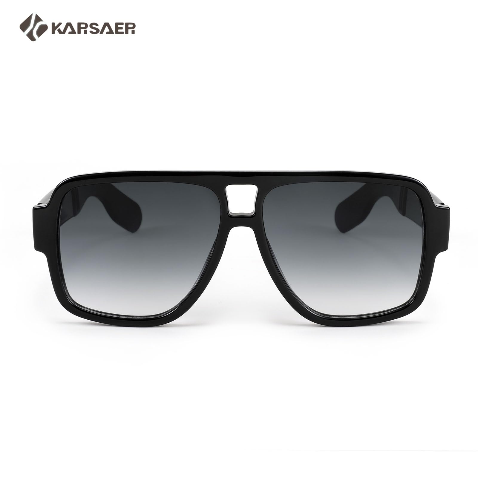 Karsaer Vintage 70s Style Aviator Sunglasses for Men Women Double Bridge Square Thick Retro Pilot Sunglasses K7123