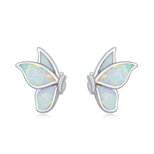 shusukue sterling silver butterfly wings earrings opal stud earrings hypoallergenic earrings jewelry gifts for women