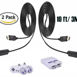 2Pack Extension Long Cables Power Cord For Controller Pad For Super Nintendo NES Classic 2017 & Mini Edition 2016 Senhai Wii U & Wii Guitars/Raphnet Adapters Nunchuck Remote Controller 10FT/3M Wire