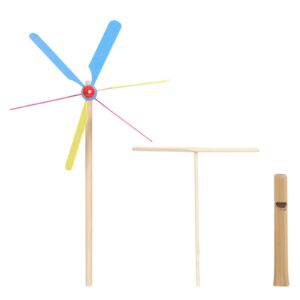 MILISTEN 1 Set Bamboo Flute Windmill Set Wood Whistles Toys Wooden- Copter Toy Spiral Whistles Playthings Dragonfly Multi- Musical Instrument Whistles Referee Wood Toys Advanced UFO Child