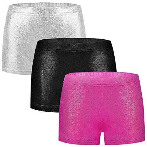 BYONEME Girls Dance Short Gymnastics Athletic Shorts Sparkle Glitter Tumbling Bottoms