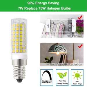 SZHZS E14 Dimmable LED Bulb Cooker Hood Range Hood Light Bulbs, E14 Base 7W Equivalent to 75 Watt Bulbs Daylight White 6000K AC110V-120V for Chandeliers, Ceiling Fan, Pendant Light