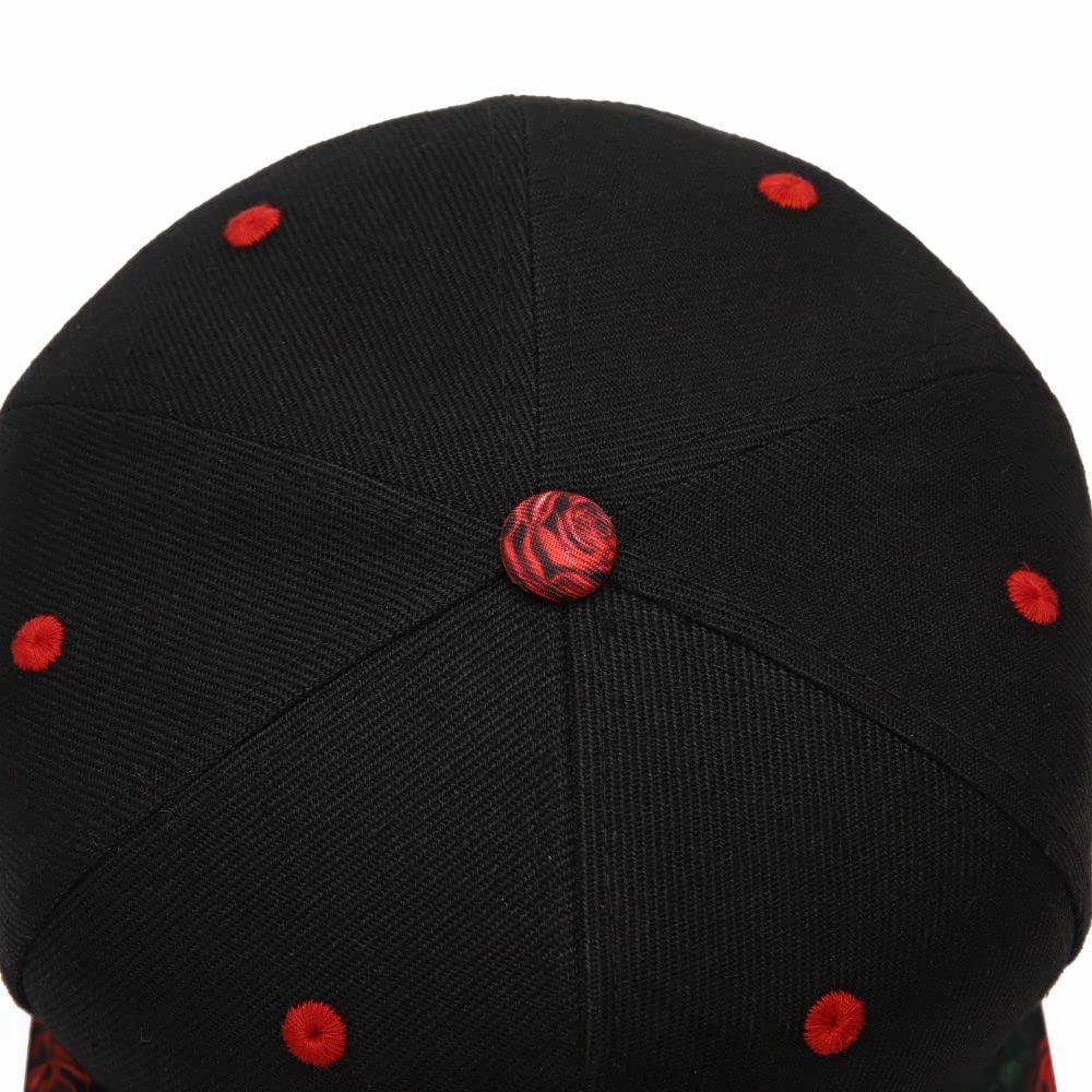 Rose Snapback Hats for Men Hat High Top End Hip Hop Hats for Rappers Flat Visor Bill Women's Baseball Caps Adjustable Unisex Black