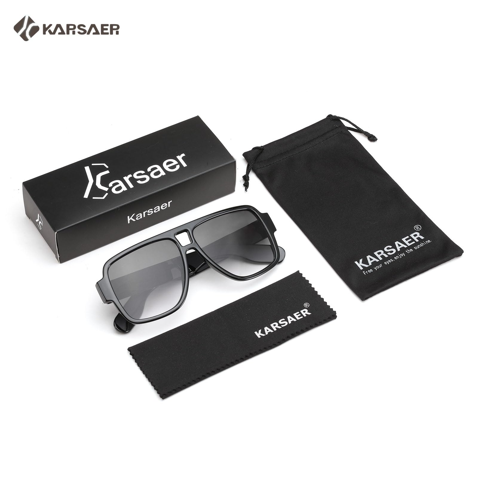 Karsaer Vintage 70s Style Aviator Sunglasses for Men Women Double Bridge Square Thick Retro Pilot Sunglasses K7123