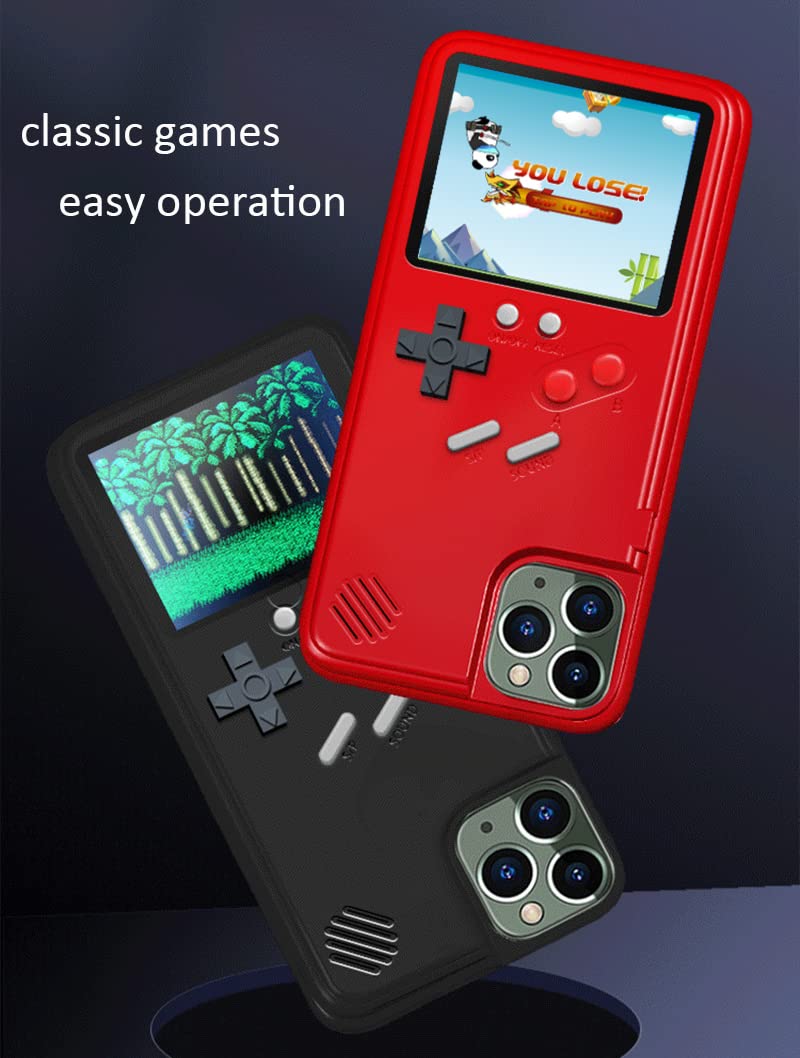 KJArrow Handheld Game Console Case for iPhone 12, Retro Gameboy Case for iPhone 12, Video Gaming Case with Color Display and 36 Small Games, Playable Game Case for iPhone 12 Black