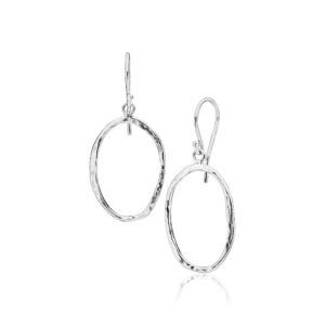 925 sterling silver dangling hoop earrings, stylish and chic, hypoallergenic, nickel and lead-free, artisan handcrafted designer collection, french wire earring back, made in israel, gift for women