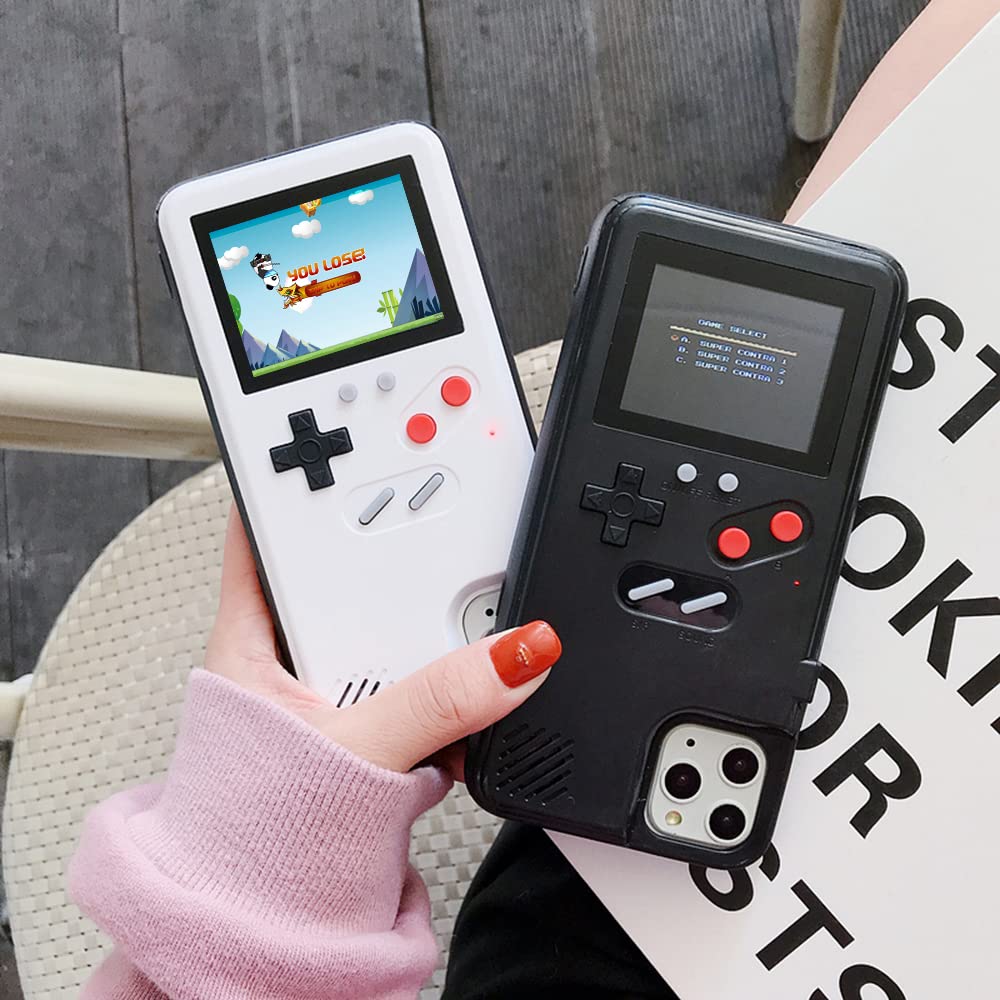 KJArrow Handheld Game Console Case for iPhone 12, Retro Gameboy Case for iPhone 12, Video Gaming Case with Color Display and 36 Small Games, Playable Game Case for iPhone 12 Black