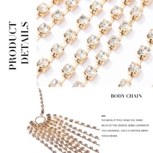 Foyte Boho Rhinestone Top Body Chain Gold Layered Bra Body Chain Sexy Crystal Bikini Chest Chain Nightclub Beach Body Jewelry Accessories for Women (A)