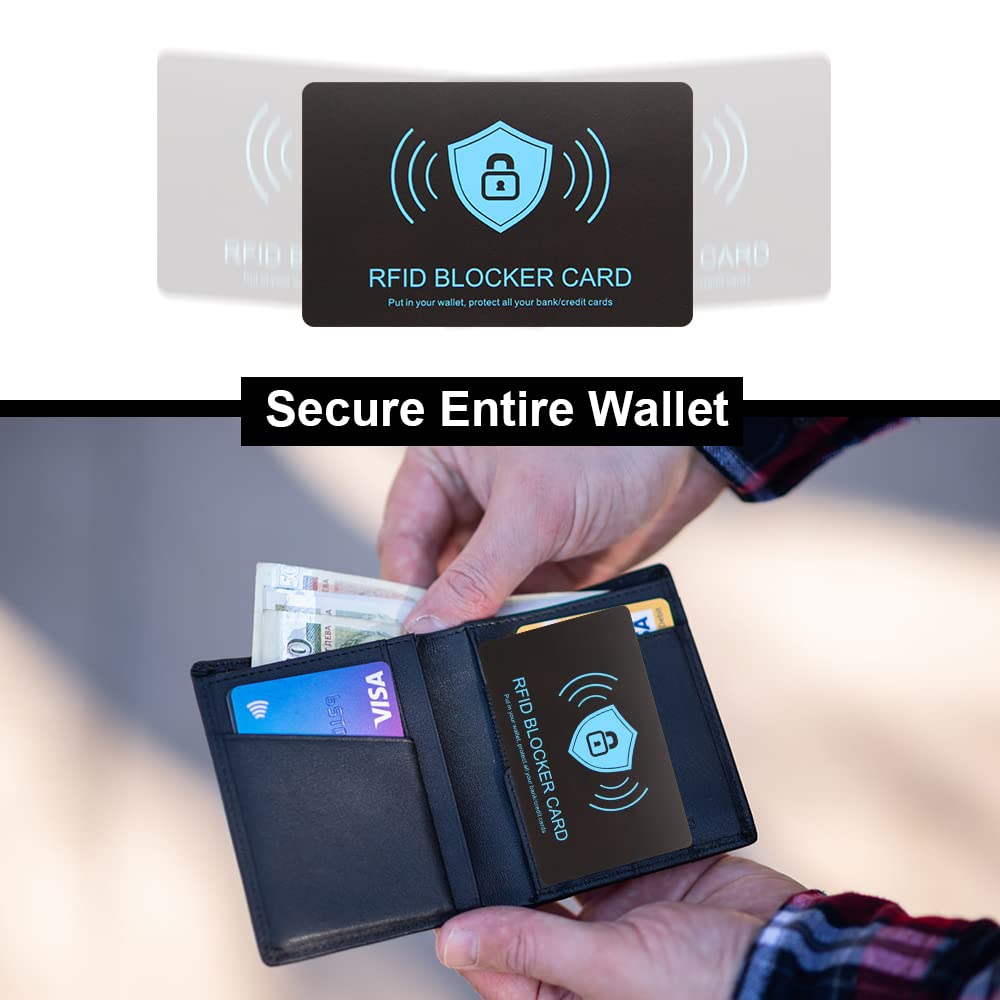 MINDRFID RFID Blocking Card, Premium Contactless Wallet Purse Sheild Debit Credit Card RFID Inserts Blocker Protector… (Black)