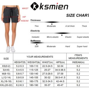 Ksmien Women's Knit Cotton Bermuda Shorts with Deep Pockets for Women Lounge Walking Running Athletic Charcoal