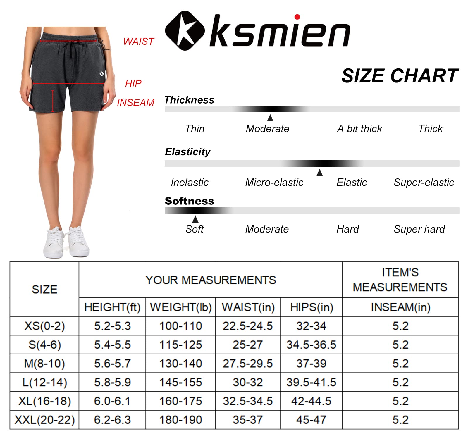 Ksmien Women's Knit Cotton Bermuda Shorts with Deep Pockets for Women Lounge Walking Running Athletic Charcoal