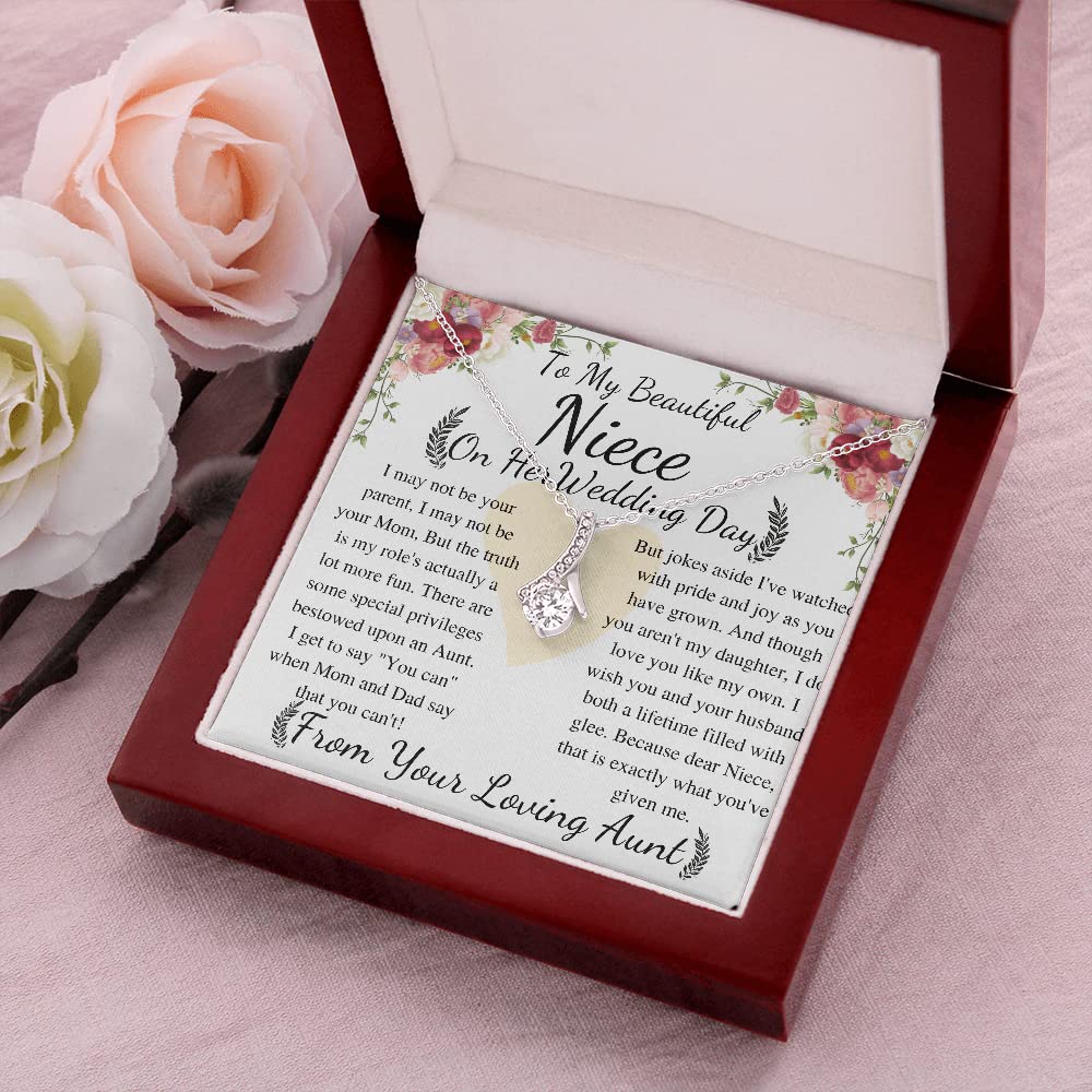 Meaningful Jewelry Gift Alluring Necklace To My Beautiful Niece From Aunt on Her Wedding Day, keepsake gift with Personalized heart touching Message Card (Standard Black box)