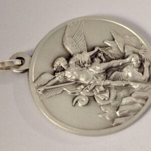 925 STERLING SILVER SAINT MICHAEL THE ARCHANGEL MEDAL - BIG SIZE - MADE IN HIGH RELIEV