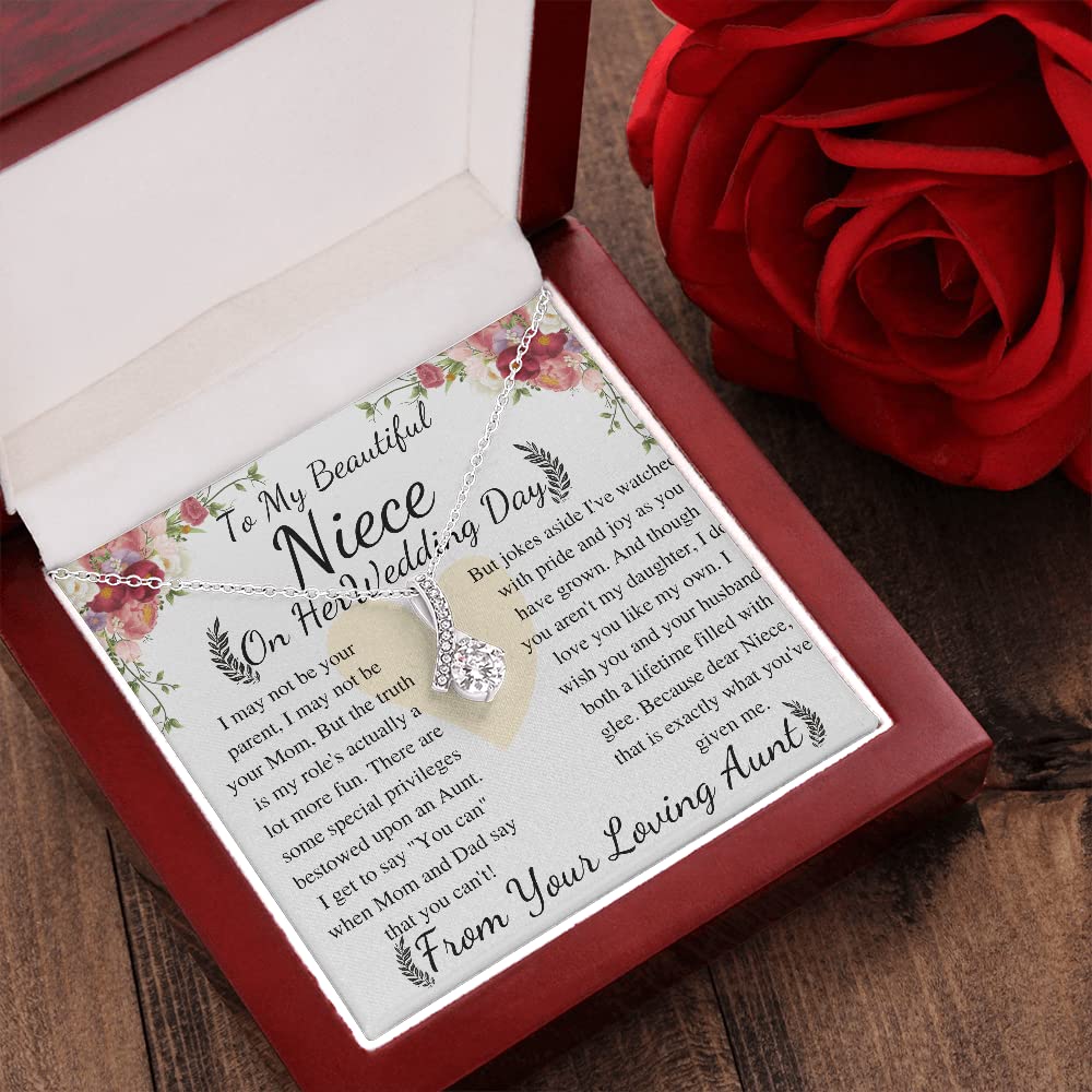 Meaningful Jewelry Gift Alluring Necklace To My Beautiful Niece From Aunt on Her Wedding Day, keepsake gift with Personalized heart touching Message Card (Standard Black box)