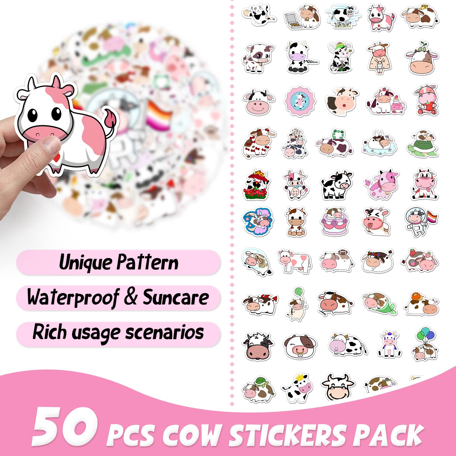 140 PCS Moo Moo Im Two Birthday Decorations Cow 2nd Birthday Banner Cow Two Cake Topper Balloon Sticker for Two Years Old Girl Boy Holy Cow Theme Party Supplies Glitter Pink Decoration