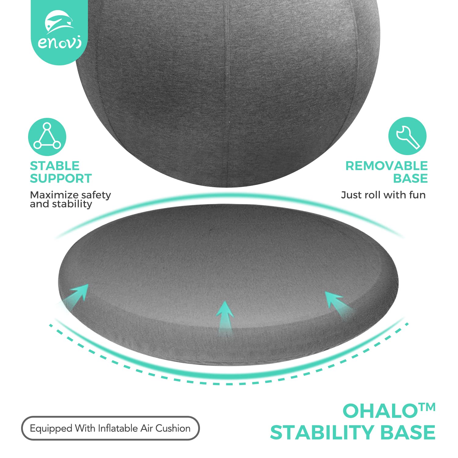 ENOVI ProBalanceΩ Ball Chair, Yoga Ball Chair Exercise Ball Chair with Slipcover and Base for Home Office Desk, Birthing & Pregnancy, Stability Ball & Balance Ball Seat to Relieve Back Pain, 55cm, WB