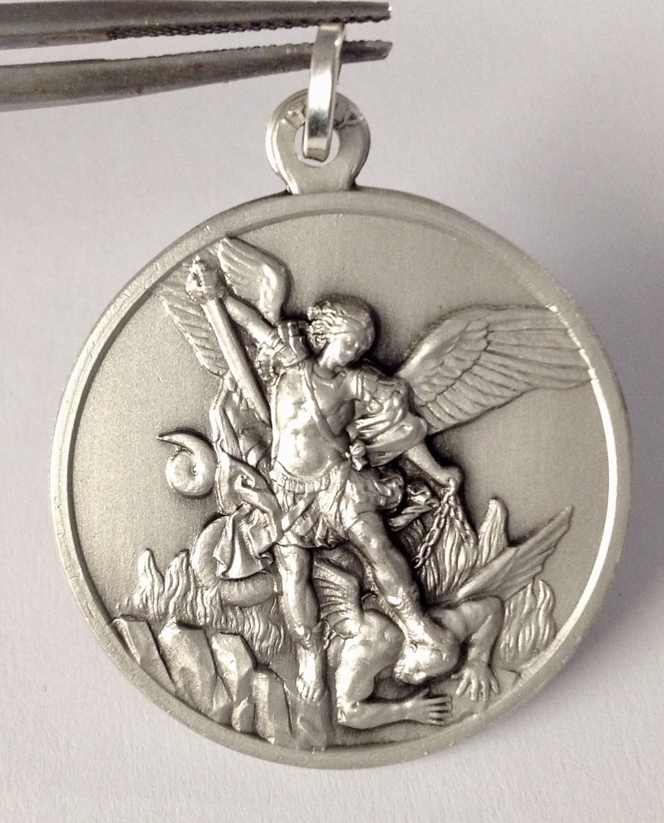 925 STERLING SILVER SAINT MICHAEL THE ARCHANGEL MEDAL - BIG SIZE - MADE IN HIGH RELIEV