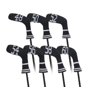 Scott Edward Knitted Wedge Golf Iron Headcovers 7 PCS Club Protector 48,50,52,54,56,58,60 Degree (Dark Gray)