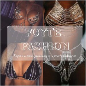 Foyte Boho Rhinestone Top Body Chain Gold Layered Bra Body Chain Sexy Crystal Bikini Chest Chain Nightclub Beach Body Jewelry Accessories for Women (A)