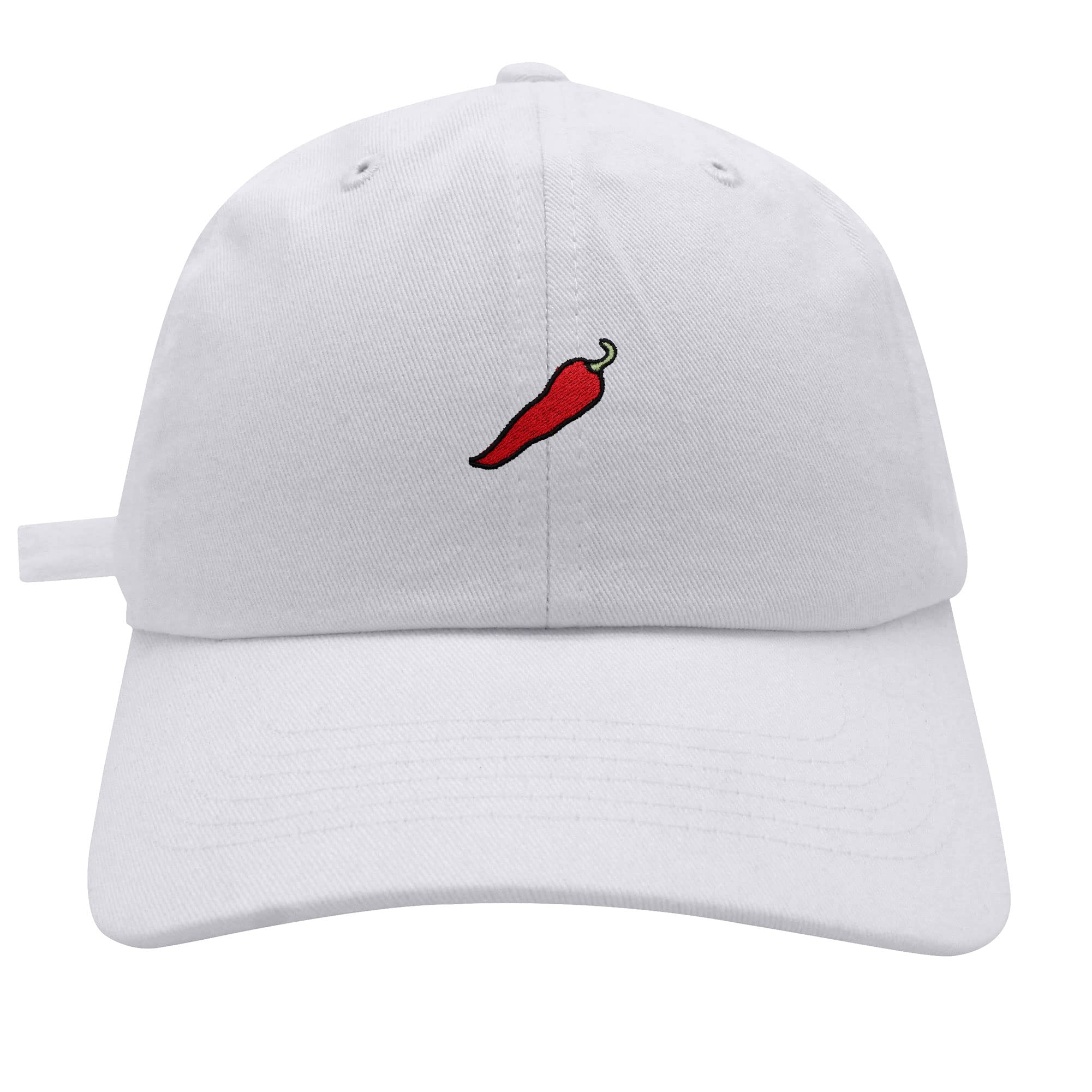 JPAK Chilli Pepper Baseball Cap Embroidered Cotton Dad Hat - Spicy White