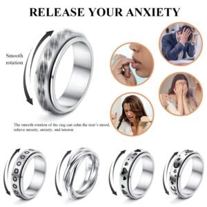 EVBEA Anxiety Ring For Women Relief Fashion Fidget Spinners Rings 4 Pieces Stress Preppy Jewelry For Teen Girl Asexual Stainless Steel Mood Promise Wedding Set Size 7