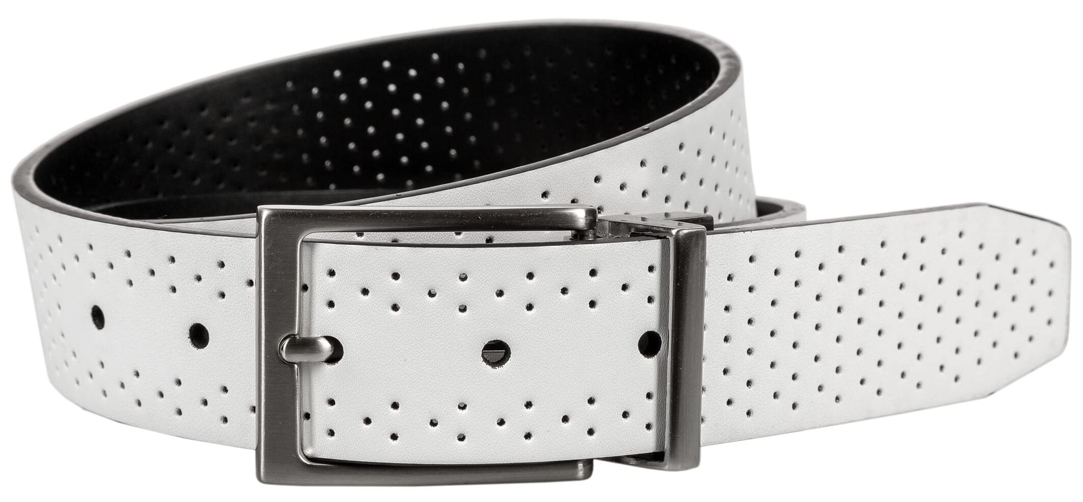 Nike Golf Men's Perforated Strap Leather Reversible Belt, 40" Black/White