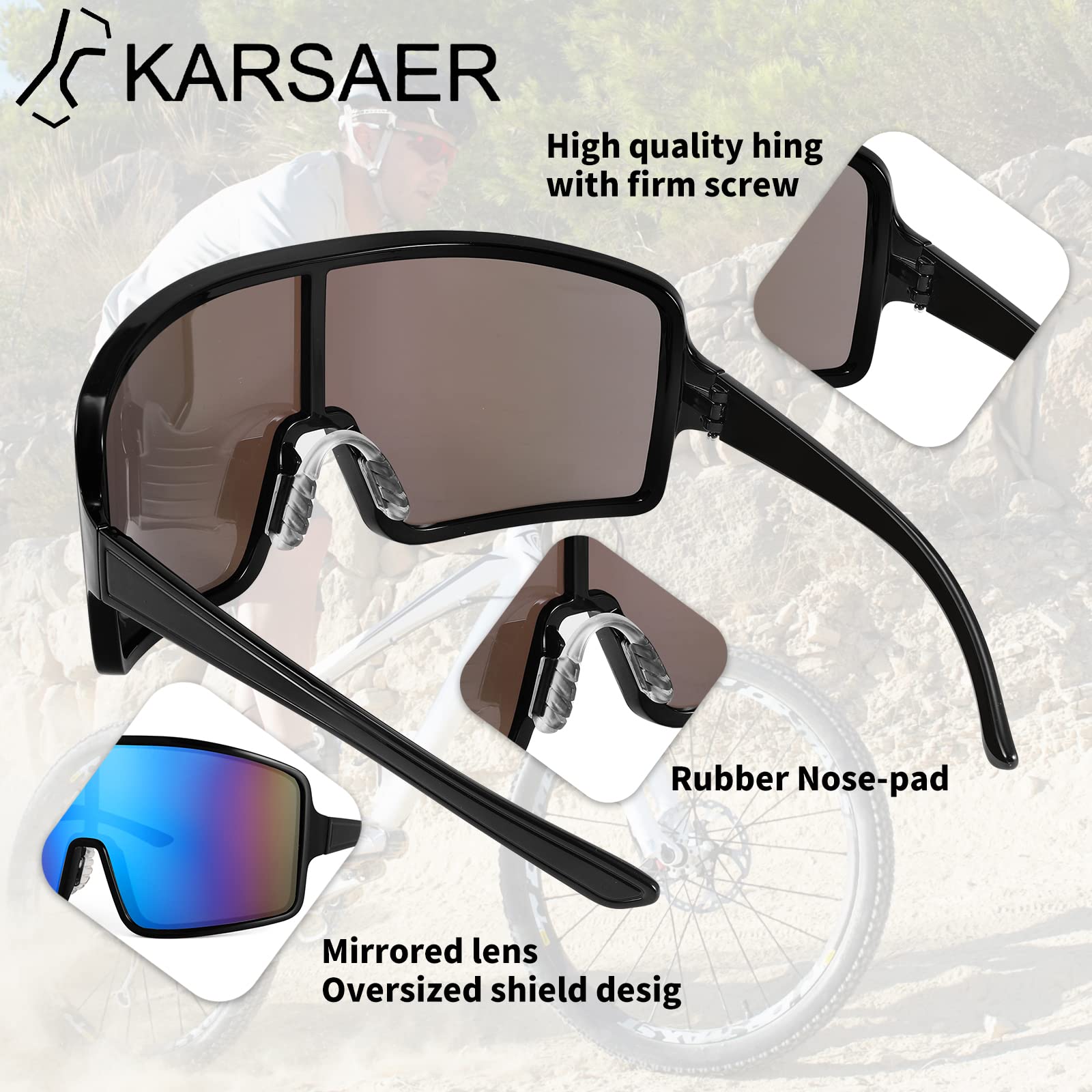 Karsaer Vision Sports Cycling Sunglasses Rave Visor Outdoor Baseball Softball Glasses 80s Shades Women Men