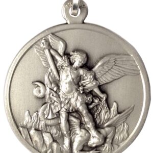 925 STERLING SILVER SAINT MICHAEL THE ARCHANGEL MEDAL - BIG SIZE - MADE IN HIGH RELIEV