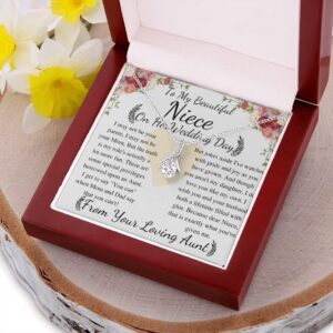 Meaningful Jewelry Gift Alluring Necklace To My Beautiful Niece From Aunt on Her Wedding Day, keepsake gift with Personalized heart touching Message Card (Standard Black box)