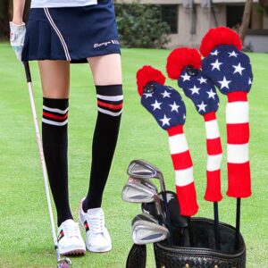 GOLTERS Kintted Golf Club Covers Golf Head Covers 3 PCS #1 Driver Cover and #3#5 Fairway Wood Headcover with Rotating Number